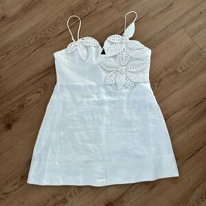 Farm Rio White 3d Flower Bodice Mini Dress
